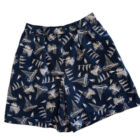 Vintage Ralph Lauren Sport Drop Front Nautical Shorts Button Sailboat Women’s 8 - Picture 1 of 10